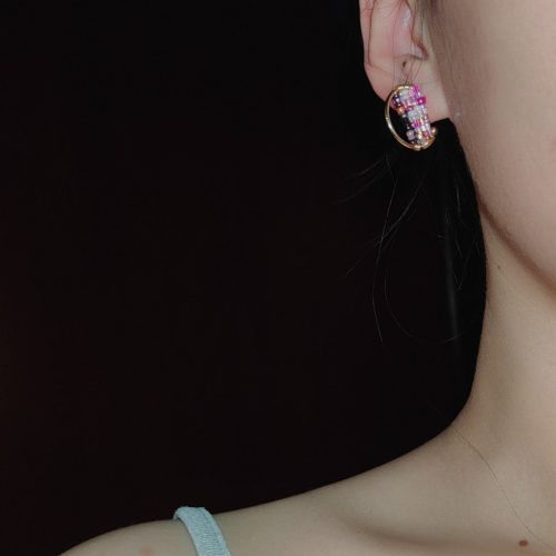 Chinoiserie PinkColoredGlazeBeadedEarrings4