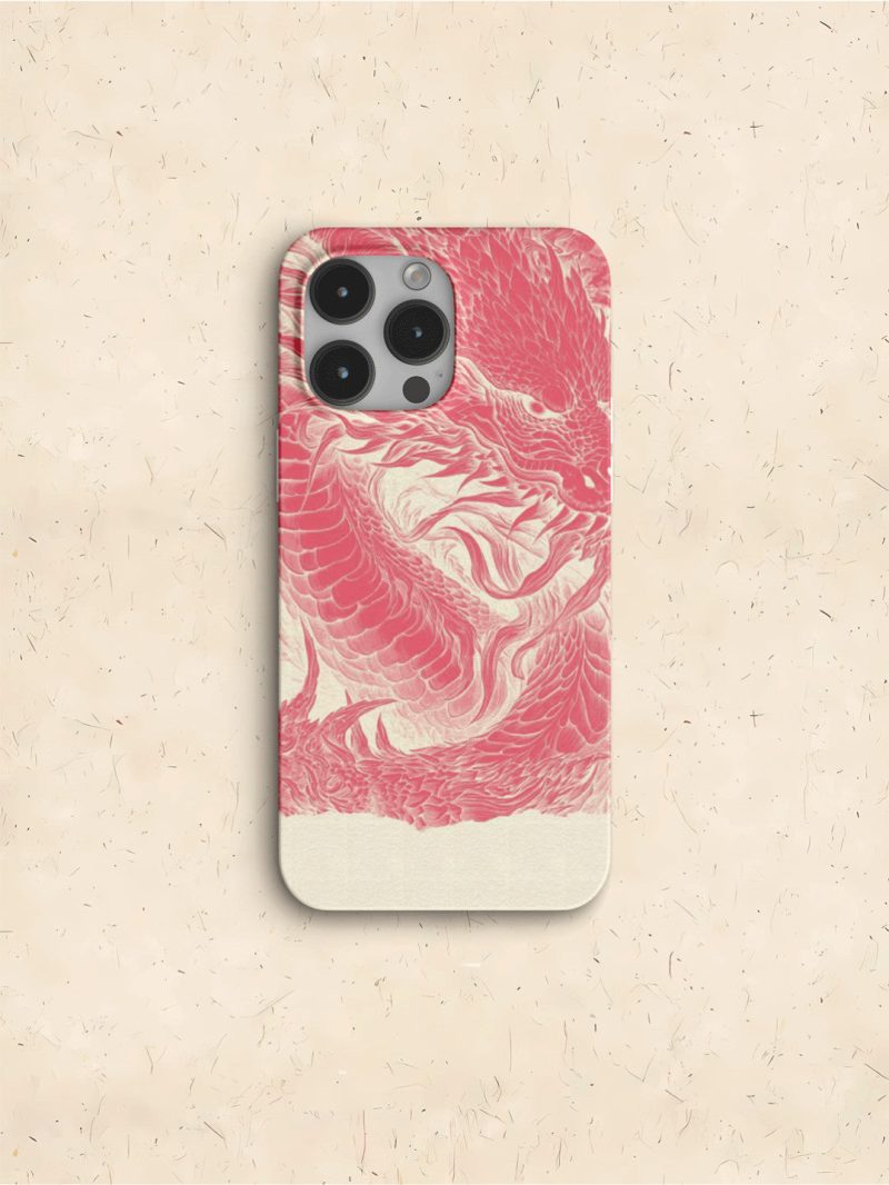 Chinoiserie PinkDragonPrintedPhoneCase1