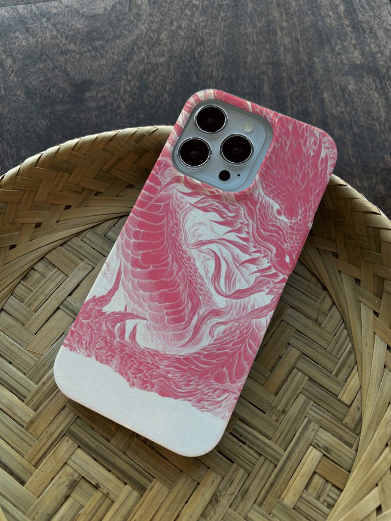 Chinoiserie PinkDragonPrintedPhoneCase2