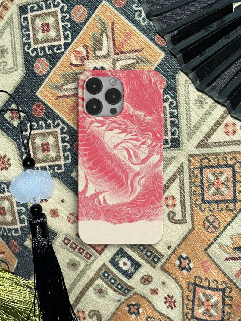 Chinoiserie PinkDragonPrintedPhoneCase4