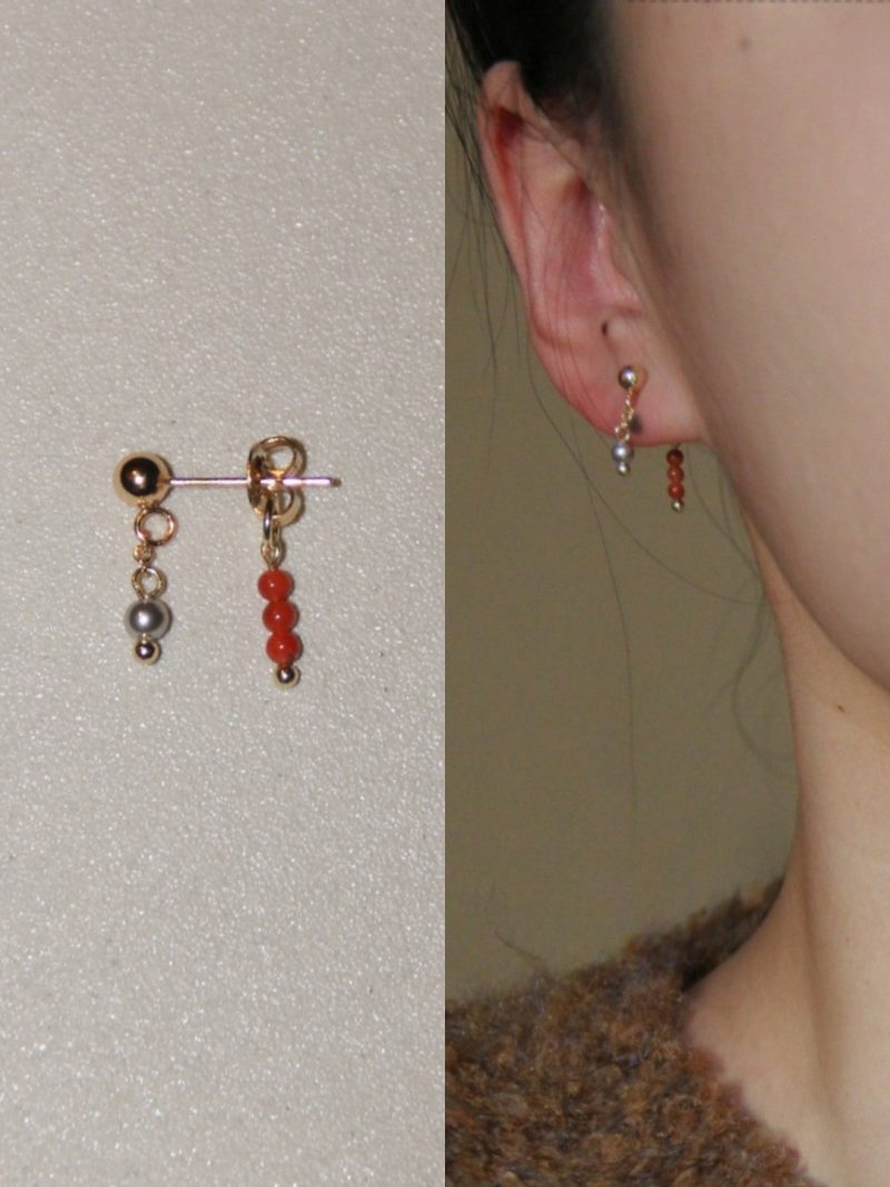 Chinoiserie RedAgateMiniBeadedEarrings1