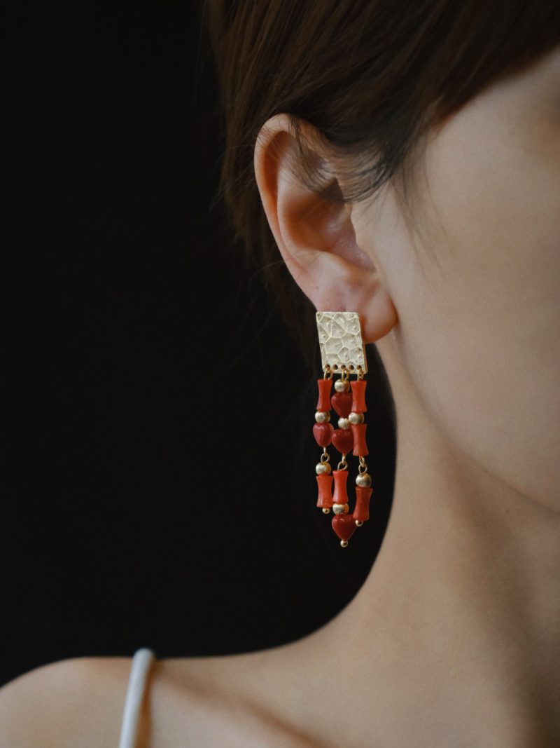 Chinoiserie RedBambooBeadedTasselEarrings1