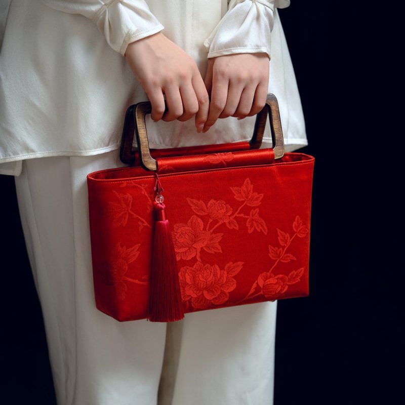 Chinoiserie RedBlossomSilkHandbag7