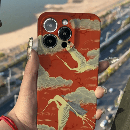 Chinoiserie RedCraneCloudsPrintedPhoneCase1