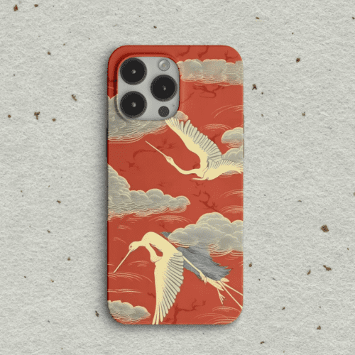 Chinoiserie RedCraneCloudsPrintedPhoneCase2