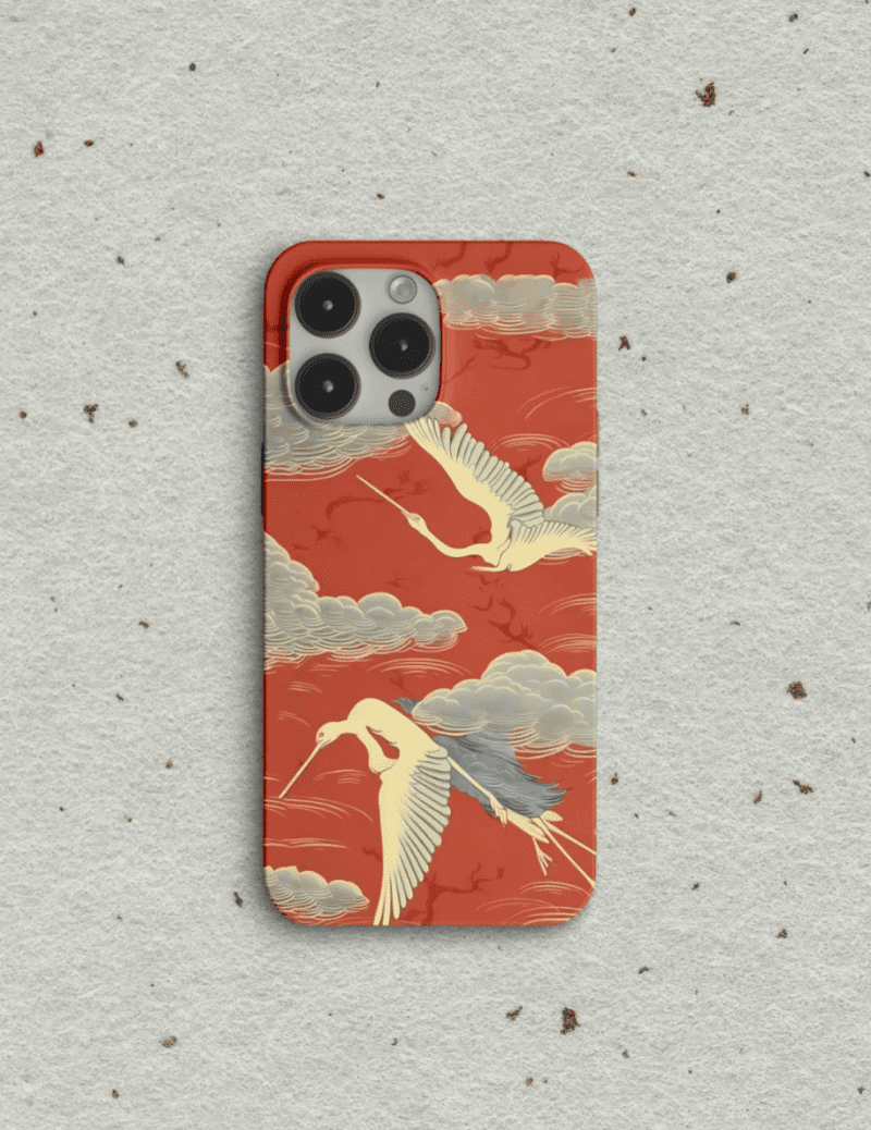 Chinoiserie RedCraneCloudsPrintedPhoneCase2