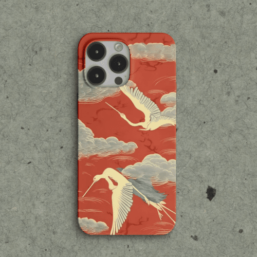 Chinoiserie RedCraneCloudsPrintedPhoneCase3