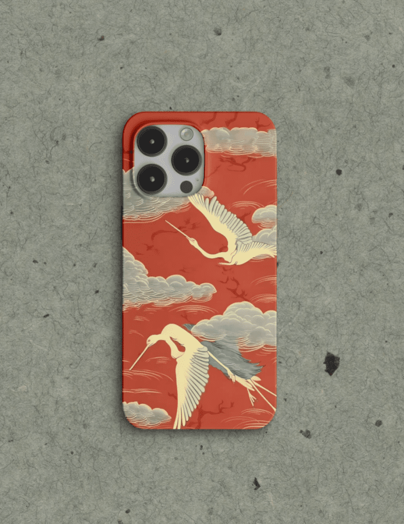 Chinoiserie RedCraneCloudsPrintedPhoneCase3