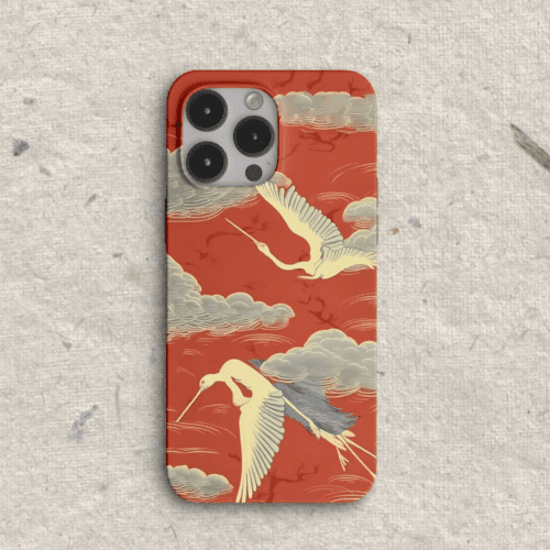 Chinoiserie RedCraneCloudsPrintedPhoneCase5