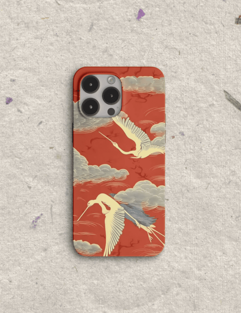 Chinoiserie RedCraneCloudsPrintedPhoneCase5