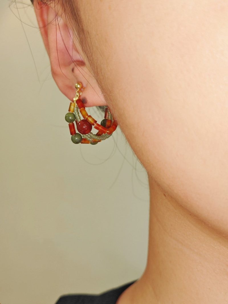 Chinoiserie RedGreenJadeBeadedHoopEarrings3