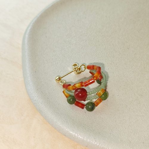 Chinoiserie RedGreenJadeBeadedHoopEarrings4