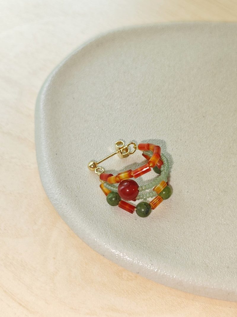 Chinoiserie RedGreenJadeBeadedHoopEarrings4