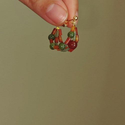 Chinoiserie RedGreenJadeBeadedHoopEarrings8