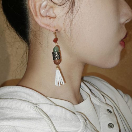 Chinoiserie RedGreenLongTasselEarrings4