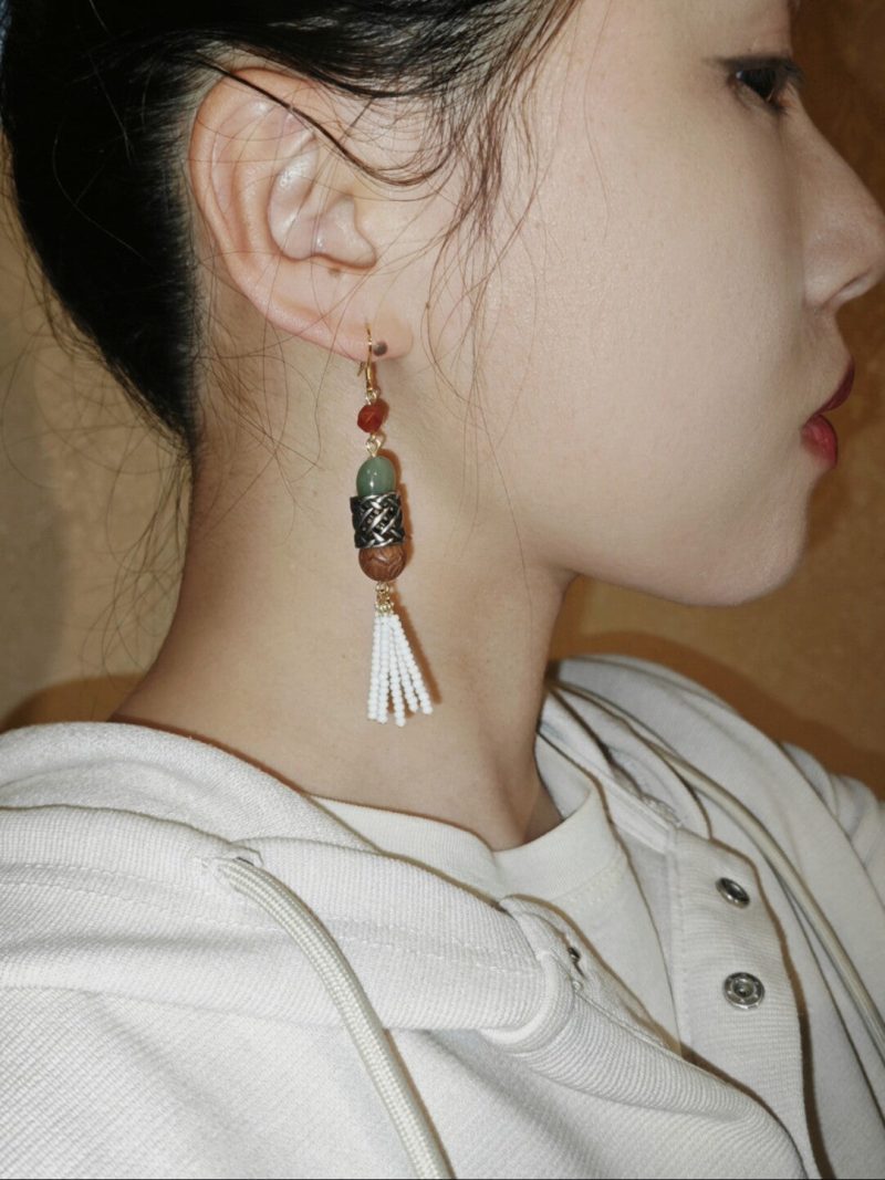 Chinoiserie RedGreenLongTasselEarrings4