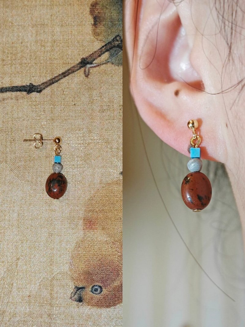 Chinoiserie RusticRedTurquoiseDropEarrings1