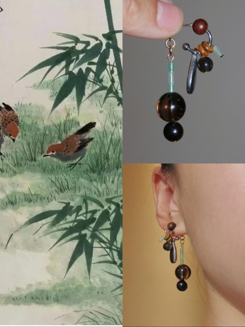 Chinoiserie SandalwoodBeadedBrownDropEarrings1