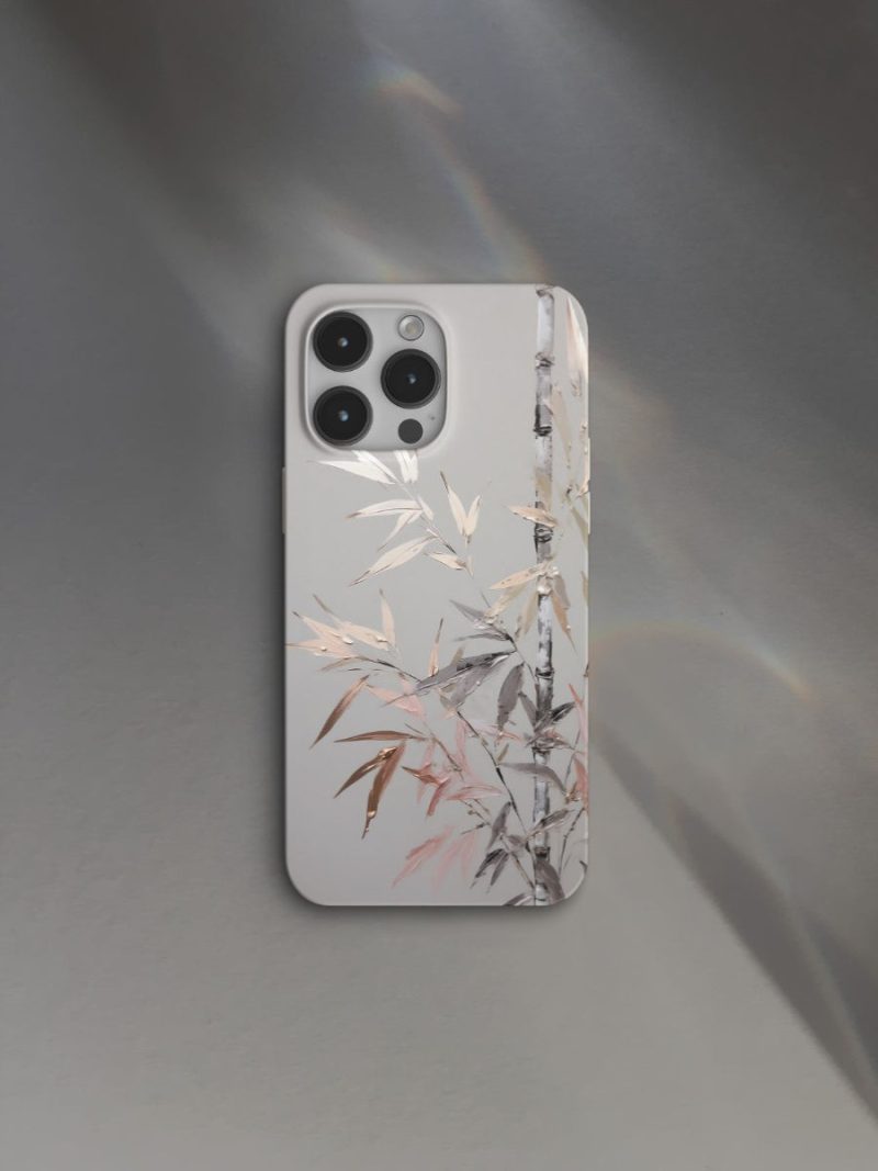 Chinoiserie SilverBambooPrintedPhoneCase1