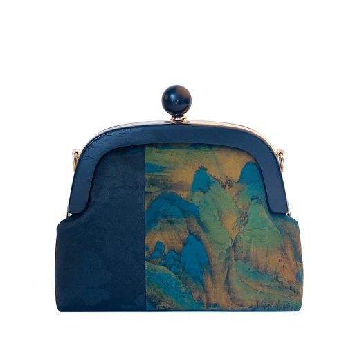 Chinoiserie ThousandMilesofRiversandMountainsSilkFrameClutchBag10