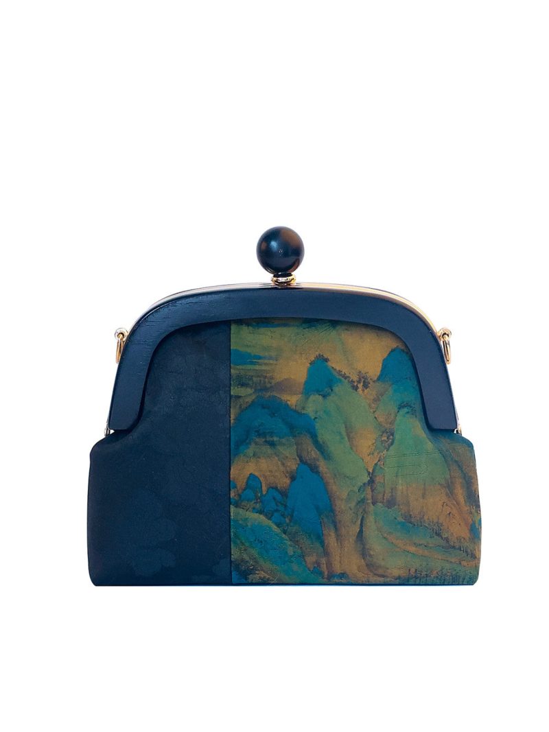 Chinoiserie ThousandMilesofRiversandMountainsSilkFrameClutchBag10