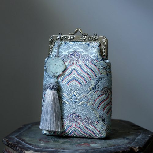 Chinoiserie WavesFrameClutchBag11