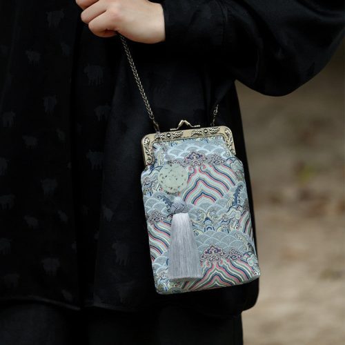 Chinoiserie WavesFrameClutchBag5