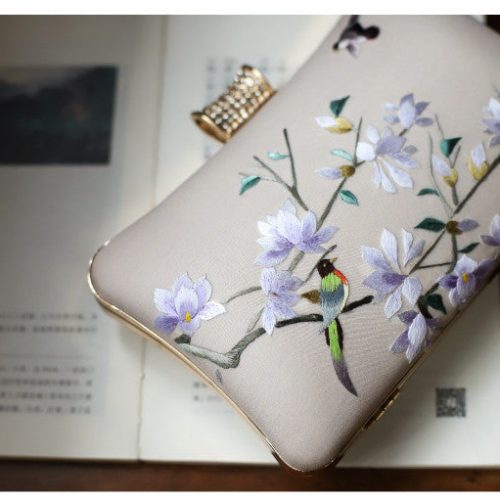 Chinoiserie WhiteMagnoliaEmbroideryClutchBag7