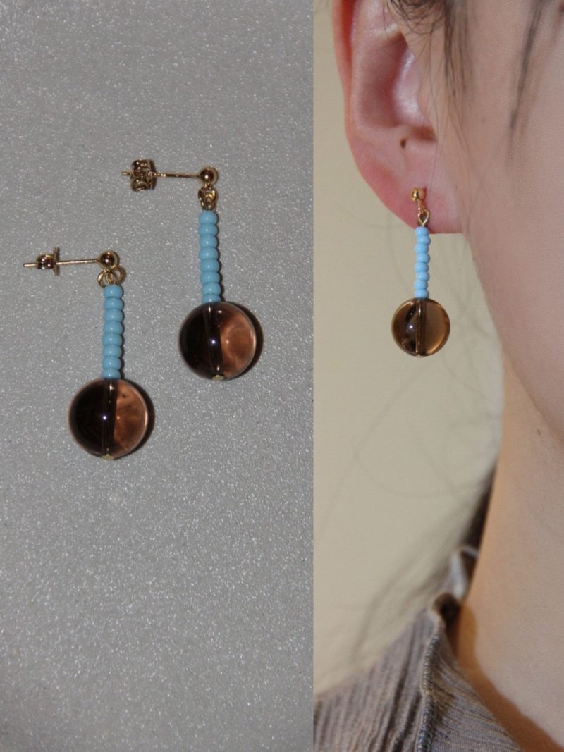 CoffeeBlueBeadedEarrings1