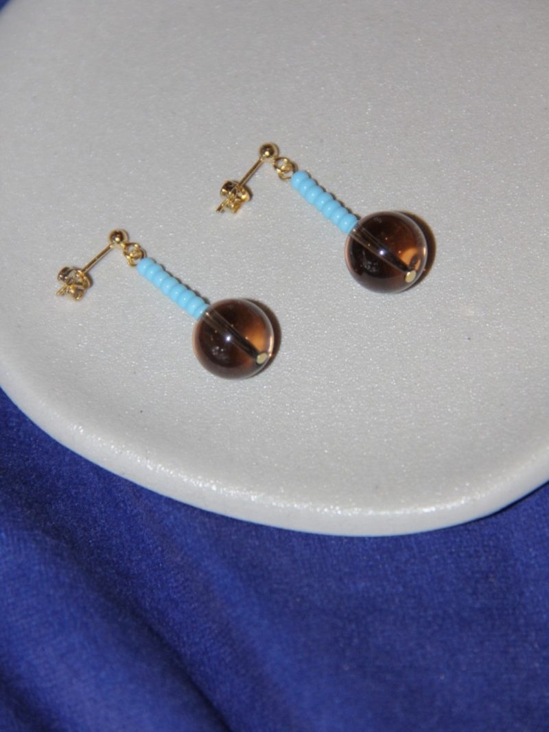 CoffeeBlueBeadedEarrings2