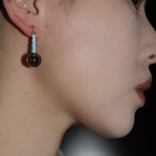 CoffeeBlueBeadedEarrings3