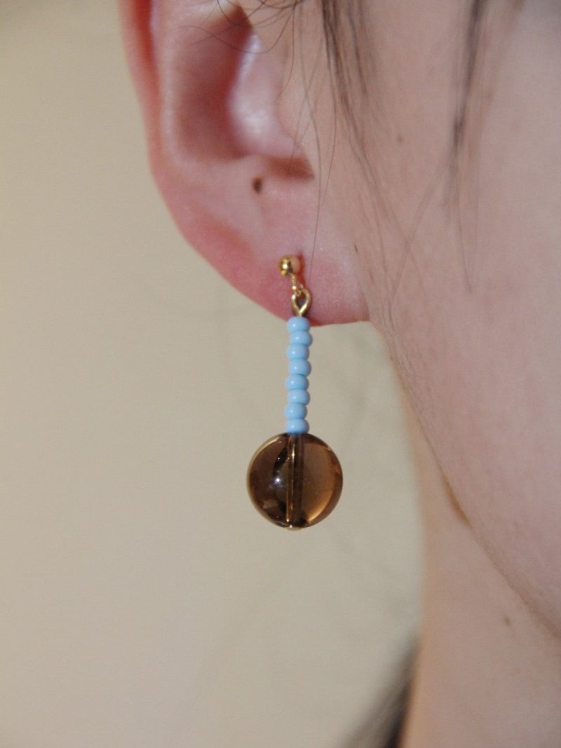 CoffeeBlueBeadedEarrings5