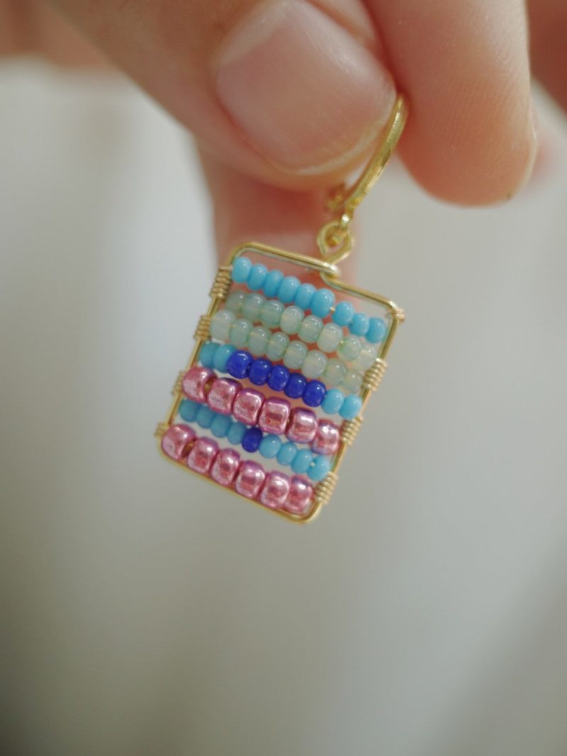 ColorfulBeadedSquareHuggieEarrings2