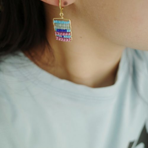 ColorfulBeadedSquareHuggieEarrings3