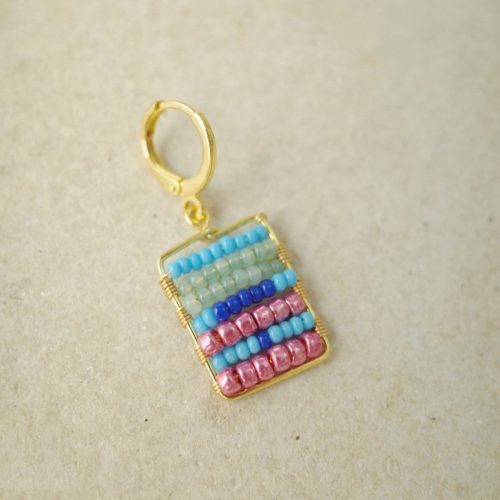 ColorfulBeadedSquareHuggieEarrings6