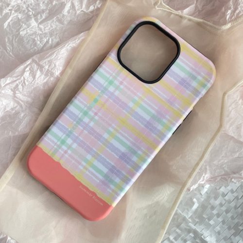 CoralPlaidPrintedPhoneCase2