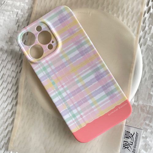 CoralPlaidPrintedPhoneCase4