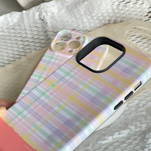 CoralPlaidPrintedPhoneCase5