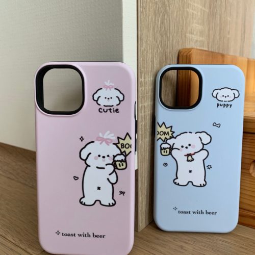 CuteCouplePuppyDoublelayerPhoneCase14