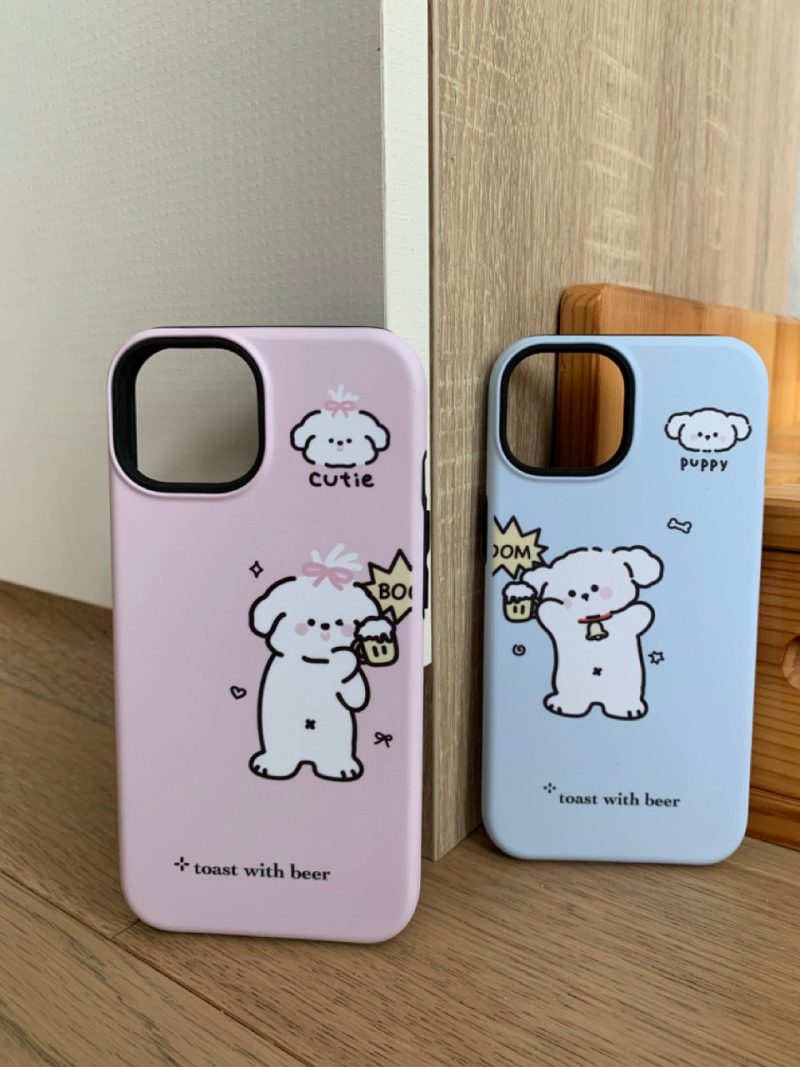 CuteCouplePuppyDoublelayerPhoneCase14