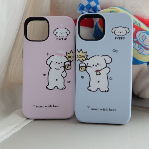 CuteCouplePuppyDoublelayerPhoneCase2