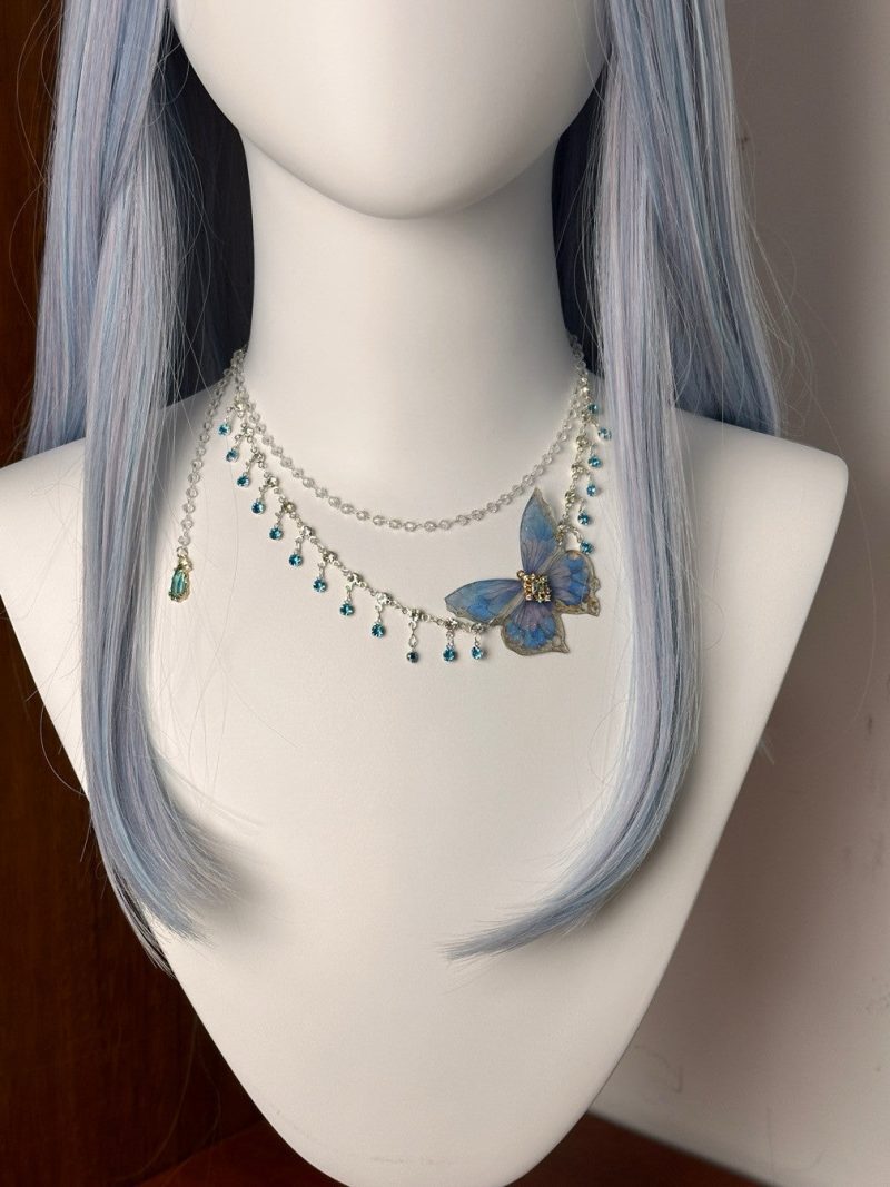 DoubleStrandBlueButterflyNecklace1