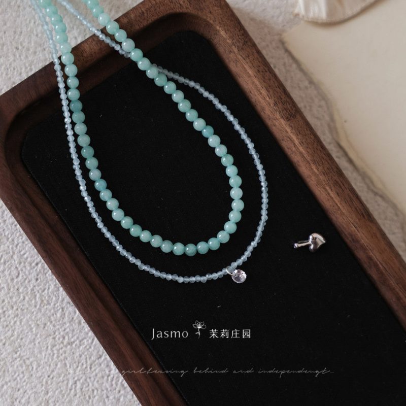 DoubleStrandMintStonesBeadedNecklace8