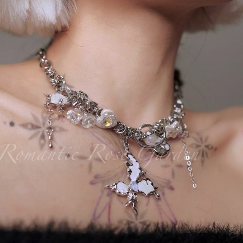 DoubleStrandWhiteButterflyChoker2