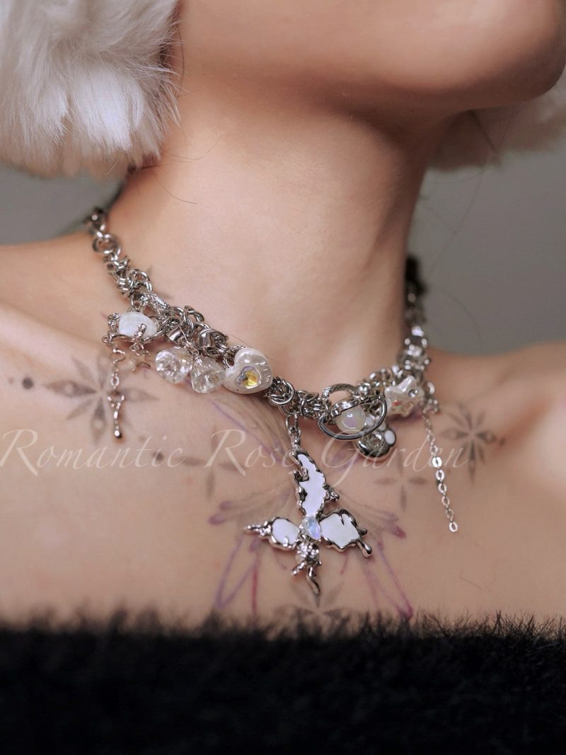 DoubleStrandWhiteButterflyChoker2