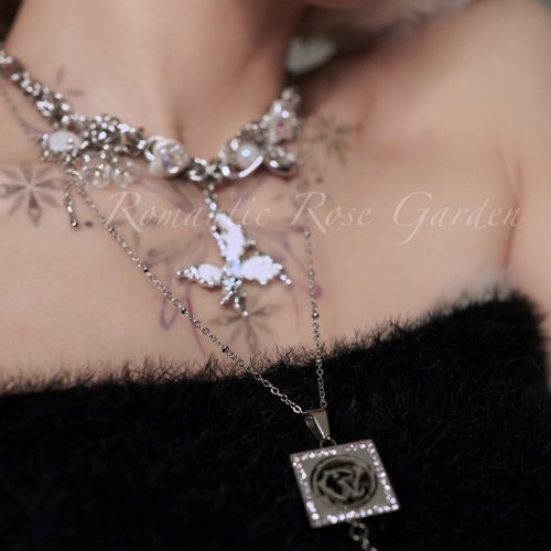 DoubleStrandWhiteButterflyChoker9