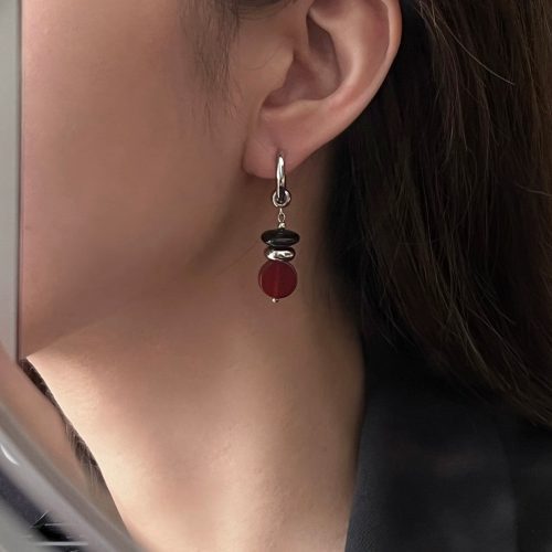 EveningSipBlackandRedAgateEarrings6