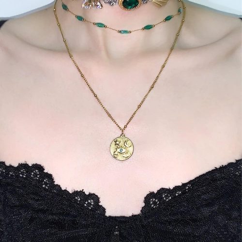 EyeGravedShellDecorLayeredChokerNecklace3