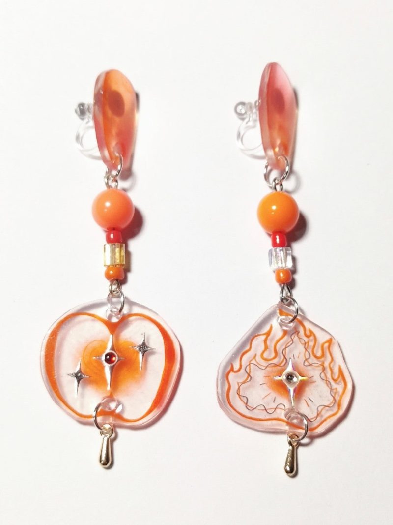 FireAppleAsymmetricShrinkPlasticEarring2