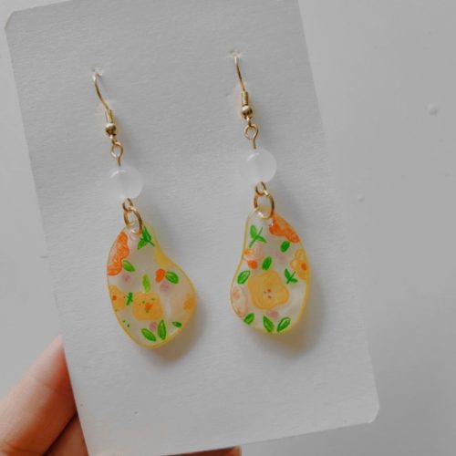 Flower Shrink Plastic Earrings2